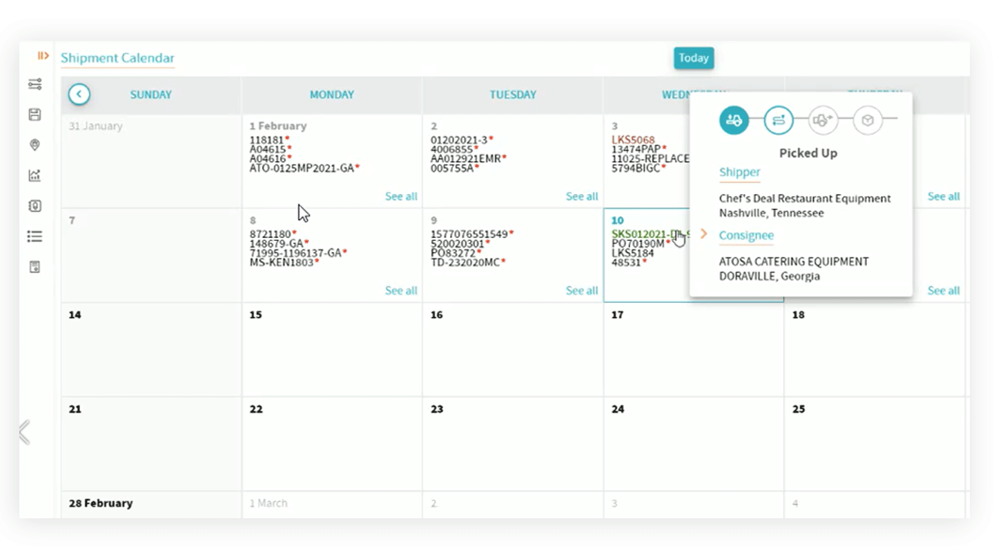 Shipments Calendar